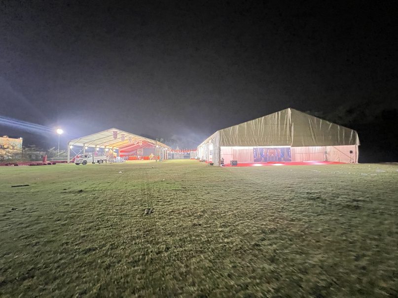 Government pavilion at night