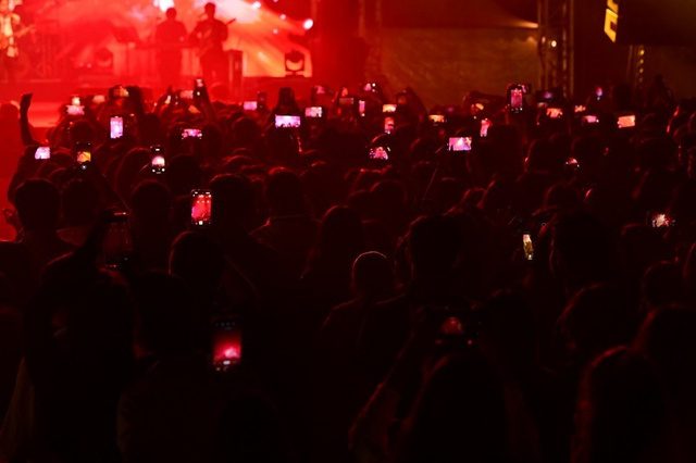 Red lit crowd